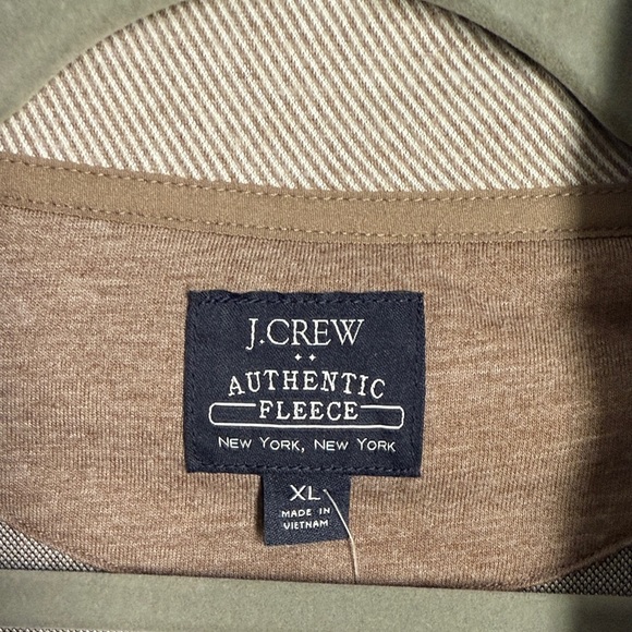 NWT J.Crew Men’s XL Authentic Fleece Quarter Zip Pullover Tan Classic Casual - Picture 2 of 10